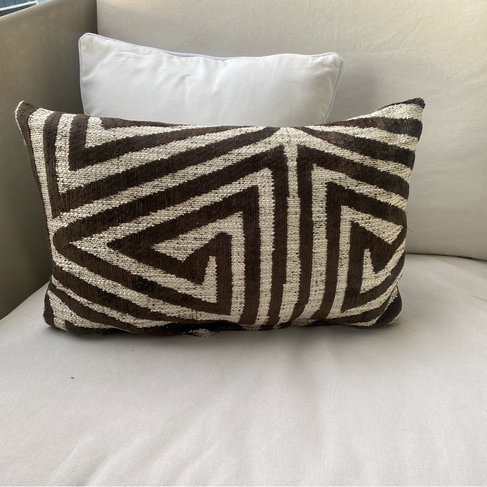 Geometric Olive and Cream Throw Pillow